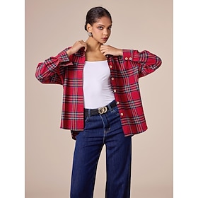 100% Cotton Plaid Collared Long Sleeve Shirt