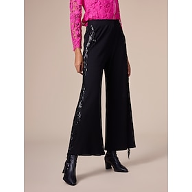 Cotton Black Tassel Wide Leg Maxi Pants